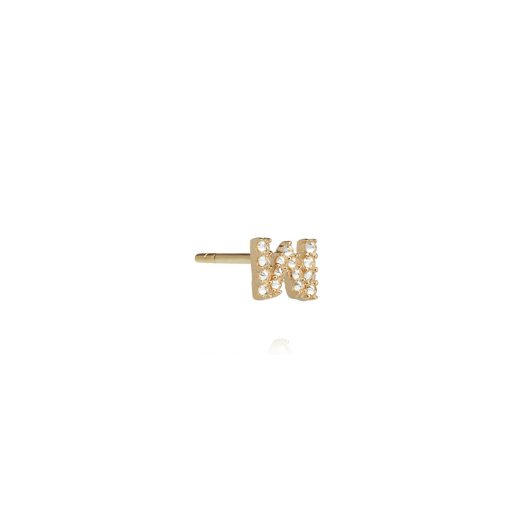 18ct Gold Diamond Initial W Single Stud Earring | Annoushka jewelley